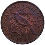 1945. Nueva Zelanda. 1 Penny. KM 13. Ae. ... 
