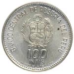 ND (1986). Perú. 100 Intis. KM 298. Ag. ... 