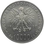 1987. Polonia. 10000 zlotych. KM 164. Ag. ... 