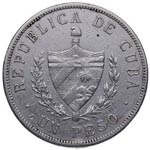 1915. Cuba. 1 peso. KM 15.2. Ag. 26,73 g. ... 
