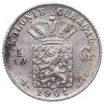 1901. Curaçao. Utrecht. 1/10 gulden. Ag. ... 