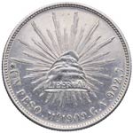 1909. México. 1 peso. Ag. SC. Est.30. 