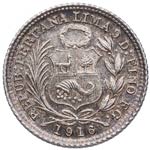 1916. Perú. 1/2 Dinero. ... 
