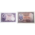 1954 y 1927. Billetes españoles. Albéniz y ... 