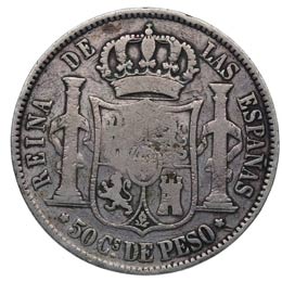1868. Isabel II (1833-1868). Manila. 50 ... 