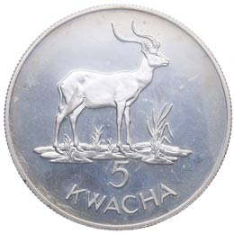 1979. Zambia. 5 Kwacha. Ag. Encapsulada. SC. ... 