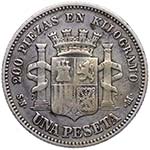 1869. Gobierno Provisional. 1 peseta. Ag. ... 