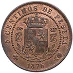 1875. Carlos VII. Oñate. 5 céntimos. Ae. ... 