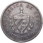 1915. Cuba. 1 peso. KM 15.2. Ag. 26,73 g. ... 