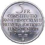 1948. Suiza. 5 francos. Cu. SC. Est.30. 