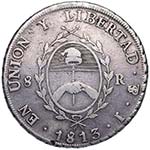 1813 . Argentina. 8 reales. PTS. J. KM 5. ... 