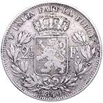 1849. Bélgica. 2 1/2 francs. KM 11. Ag. ... 