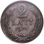 1925. Letonia. 2 lati. KM 8. Ag. MS62. ... 