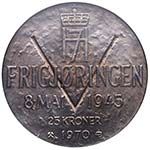 1970. Noruega. 25 kroner. KM 414. Ag. MS61 ... 