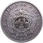 1892. Sudáfrica. 5 Shilling. KM 8.1. Ag. ... 