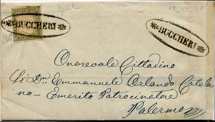 1861 - Buccheri, ovale con fregi, ... 