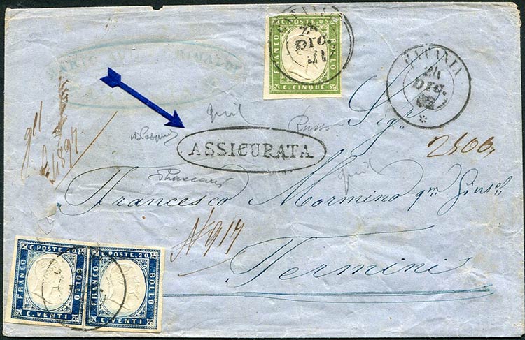 1862 Catania, doppio cerchio sardo ... 