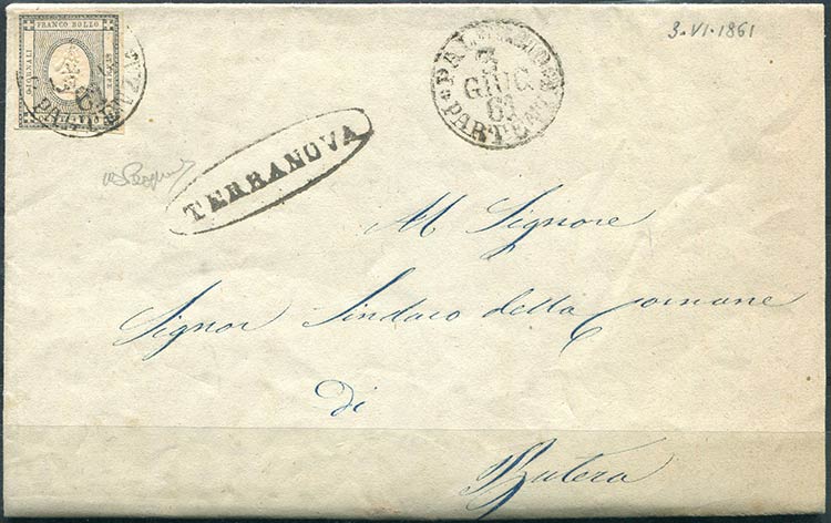 1861 Terranova, ovale senza fregi, ... 