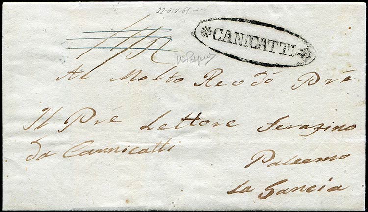 1861 Canicattì, ovale con fregi, ... 