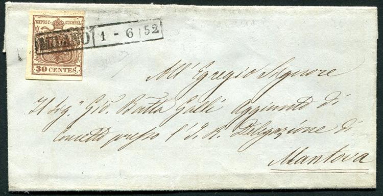 1852 Lettera da Milano a Mantova ... 