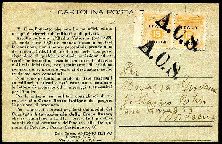 04/05/1944 Cartolina postale da ... 