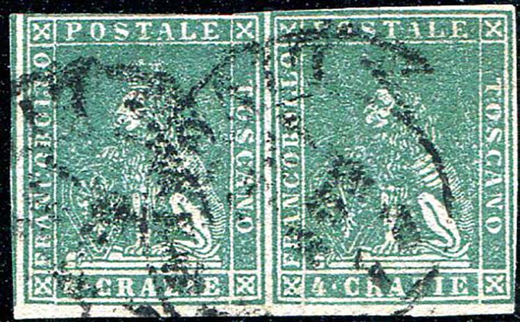 1857 Toscana 4 cr. verde n.14 ... 