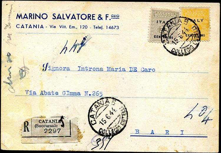 15/06/1944 Cartolina raccomandata ... 