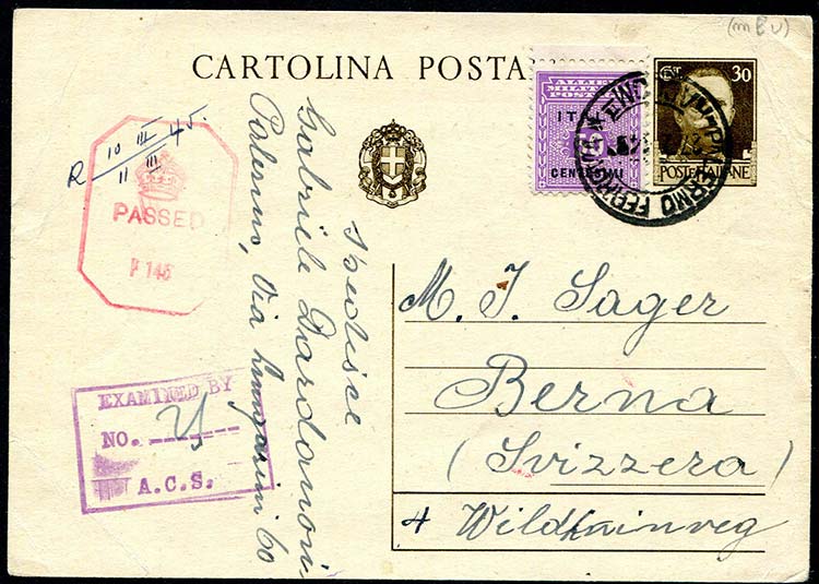 27/07/1944 Cartolina postale ... 