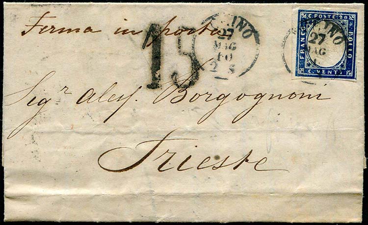 1860 Ferma in posta - Lettera da ... 