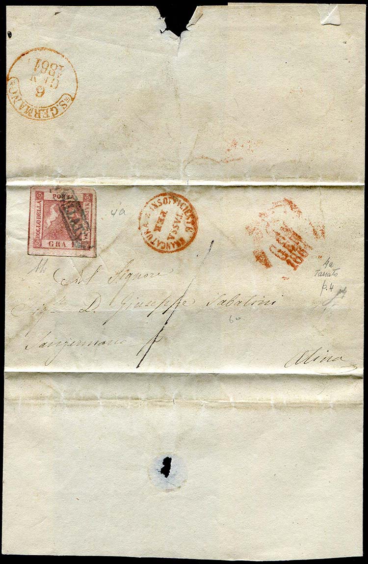 1861 Napoli, lettera del 6 gennaio ... 
