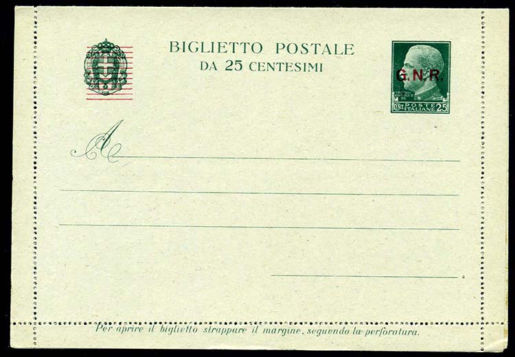 1944 RSI, biglietto postale, c.25 ... 