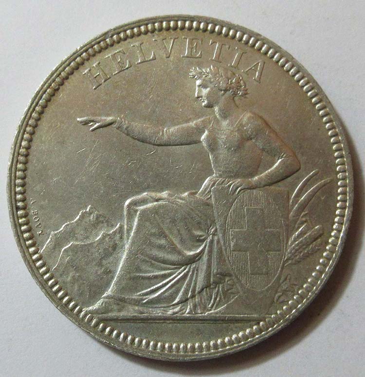 1874 Svizzera, franchi 5 B. ... 