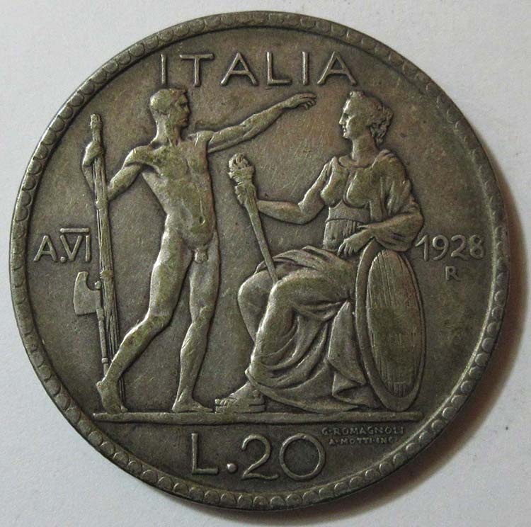 1928 Vitt. Emanuele 3°, £20 ... 