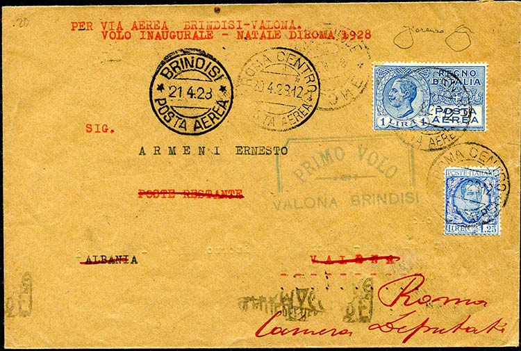 1928 Brindisi - Valona, Aerogramma ... 