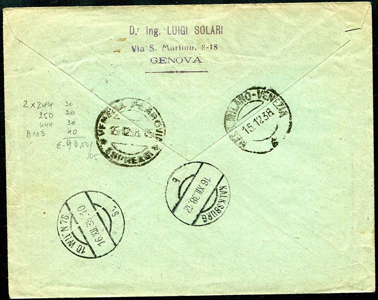 1938 Lettera via aerea da Genova ... 
