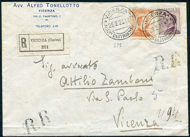 Italia - 1923 - Raccomandata da ... 