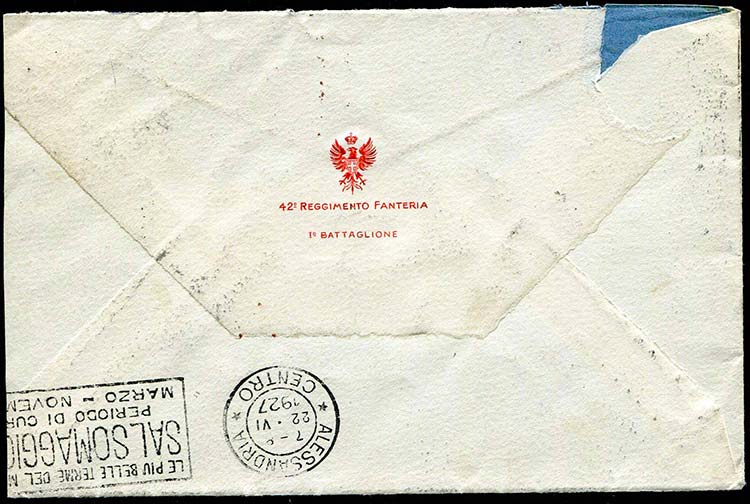 Italia - 1927 - Lettera da Taggia ... 