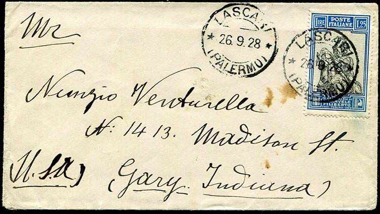 Italy - 1928 - Letter from Lascari ... 