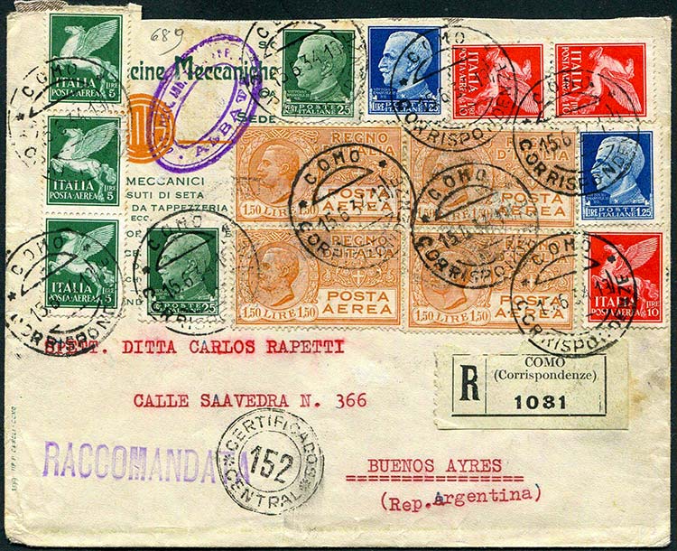 Italy - 1934 - Registered airmail ... 