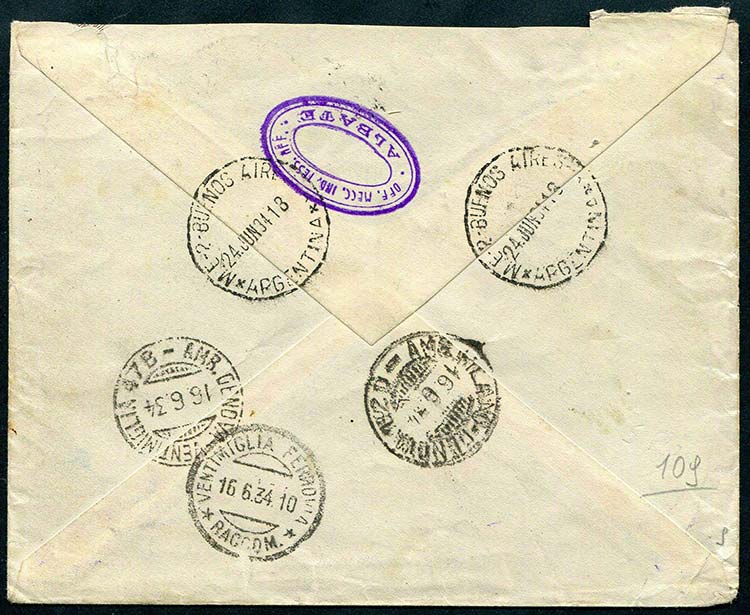 Italy - 1934 - Registered airmail ... 