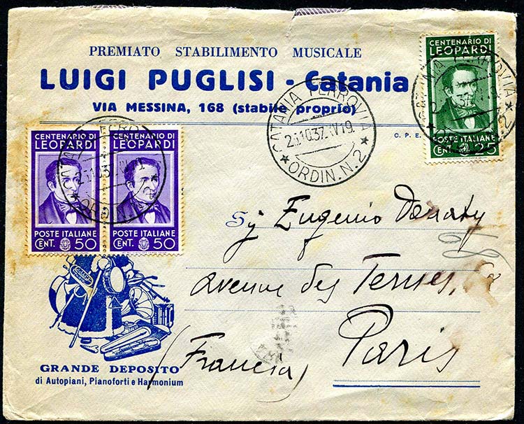 Italia - 1937 - Lettera da Catania ... 