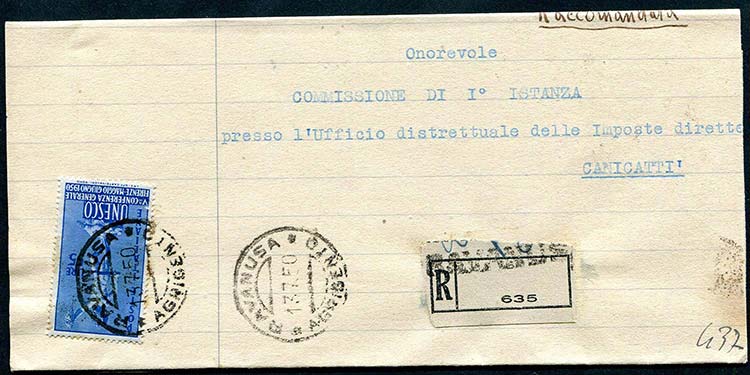 Italia - 1950 - Piego raccomandato ... 
