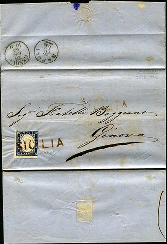 Italy - 1862 - Via di mare, letter ... 