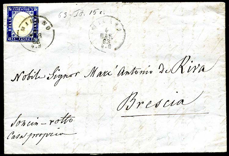 Italia - 1863 - Lettera con testo ... 
