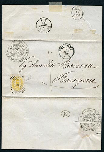 Italia - 1869 - Lettera da Bologna ... 