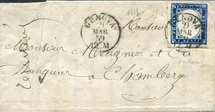 1859 Lettera da Genova a Chambery ... 