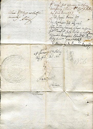 1756 Viceregia, lettera per ... 