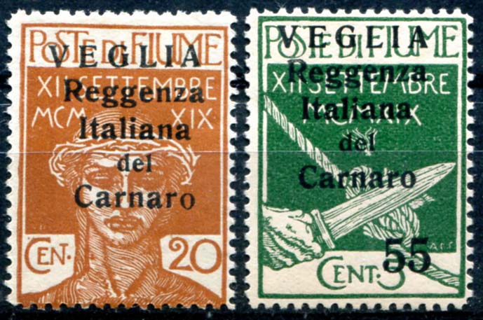1920 Veglia, francobolli di Fiume, ... 