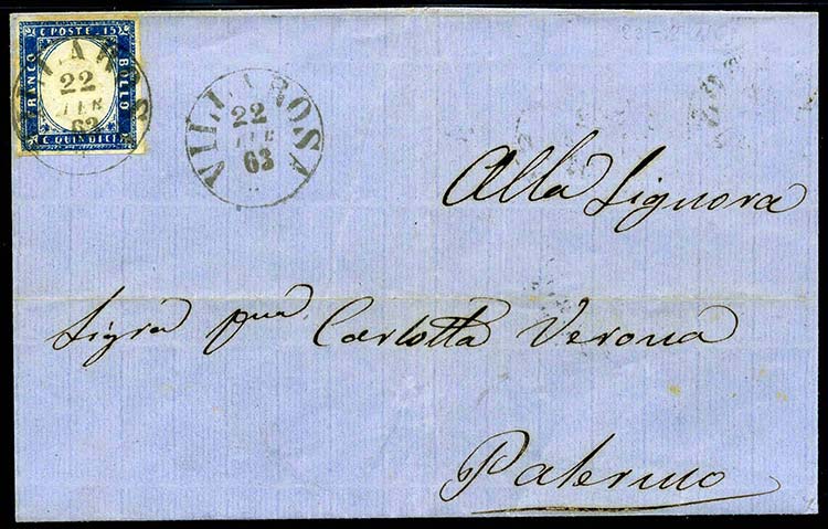 1863 Villarosa annullo sardo ... 