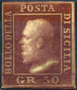 1859 - 50 gr., lacca bruno, stampa ... 